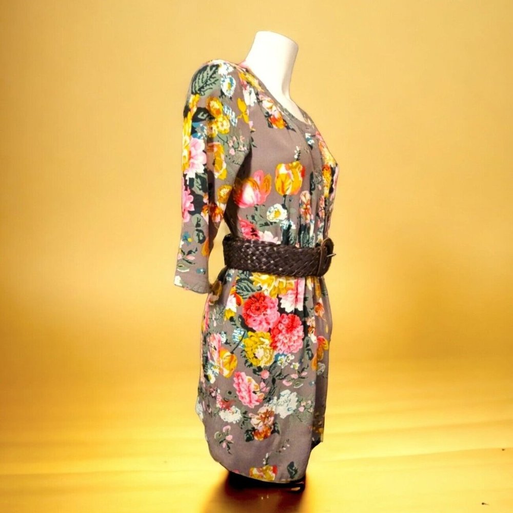 BNWOT Joules Size 10-12 Tunic Dress Top Floral ButtonUp 3/4 Sleeves Ruffle Waist - Picture 1 of 14